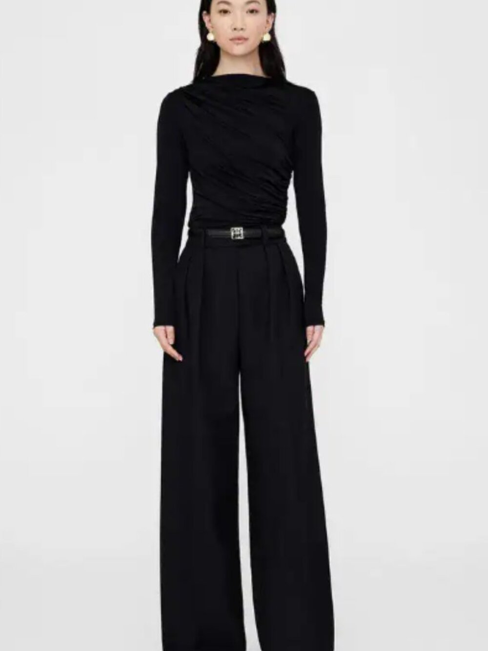 Anine Bing Bray Long Sleeve Top in Black